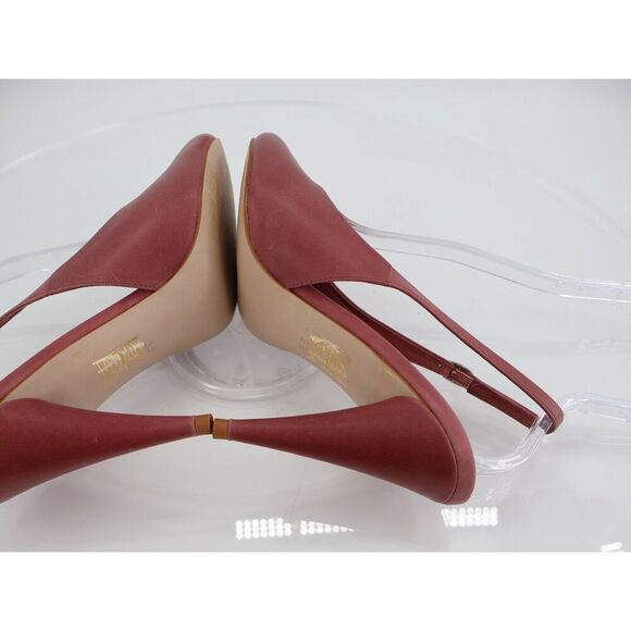 Jeffrey Campbell Snoah Slingback Peep Toe Pump Size 6.5 Burgundy Red Leather - Picture 8 of 12